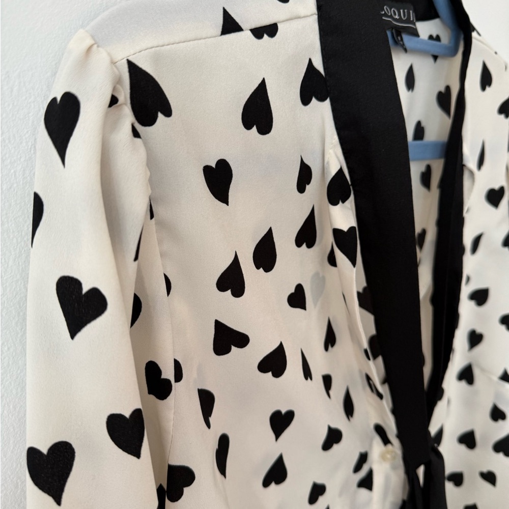 Eloquii Black and White Heart Print Blouse - Picture 3 of 10